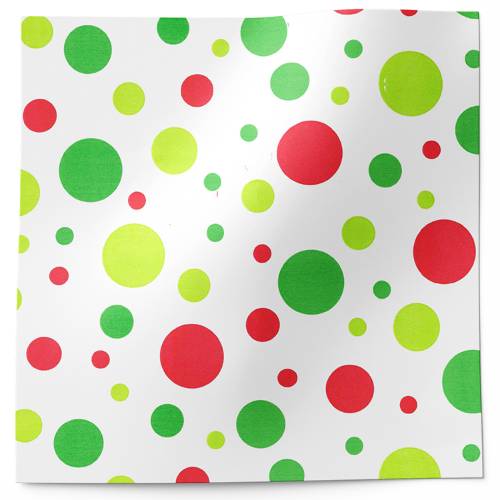 Christmas Dots Printed Tissue Paper — Bright multicolor polka dots in red, green, pink, and lime on white background