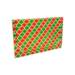 Christmas Geo gift card folder 5" x 3 3/8" x 1/8" — slim tuck-close sleeve, red and green quatrefoil geometric print, holds a standard gift card
