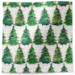 Christmas trees tissue paper with rows of decorated green trees on white
