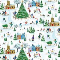 Christmas Village Gift Wrap Paper — holiday christmas village printed gift wrapping paper