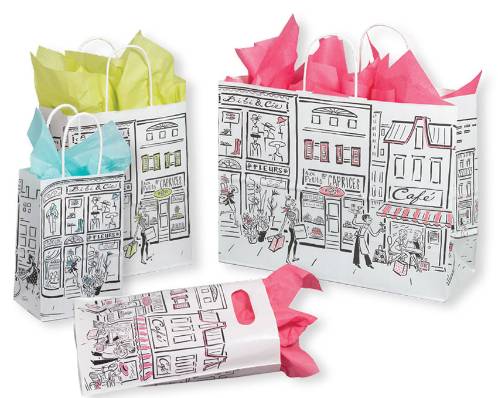 White kraft paper shopping bag boutique shops design