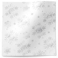 Classy Flakes Printed Tissue Paper — Elegant white and silver snowflake designs with fine botanical detail on white
