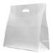 Translucent frosted clear poly shopping bag with a die-cut handle and gusseted bottom — 24 x 8 x 24