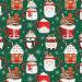 Cocoa Christmas Green Gift Wrap Paper - cozy cocoa mugs, marshmallows, and hot chocolate on a green background