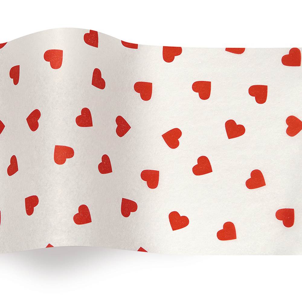 Curly Swirly Hearts Tissue Paper, 20x30, Bulk 120 Sheet Pack