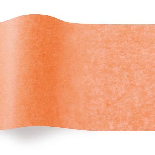Coral Tissue Paper — Warm salmon-pink coral tissue paper sheet, smooth finish