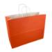 Coral kraft paper shopping bag with white interior and white twisted paper handles — 16 x 6 x 12
