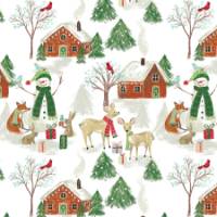 Cozy Christmas Critters Gift Wrap Paper — holiday cozy christmas critters printed gift wrapping paper