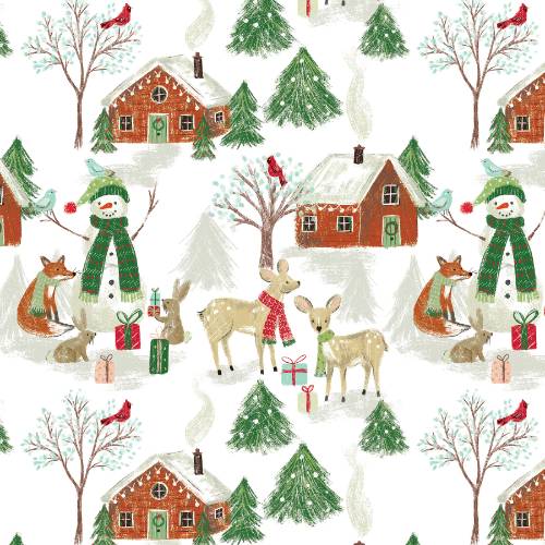 Cozy Christmas Critters Gift Wrap Paper — holiday cozy christmas critters printed gift wrapping paper