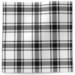 Cozy Comfort printed tissue paper featuring a black and gray plaid pattern on a white background