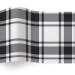 Cozy Comfort printed tissue paper featuring a black and gray plaid pattern on a white background
