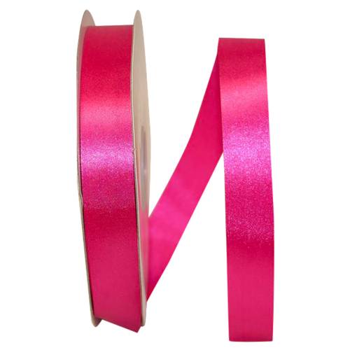Cyclamen Dyna Satin ribbon on a flat spool — single-face satin with taffeta back, 7/8" width, 100 yards