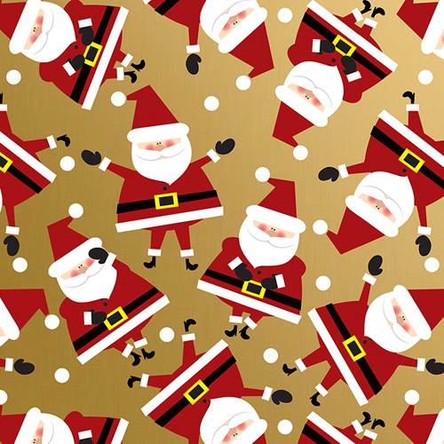 Dancing Santa Gold Gift Wrap Paper