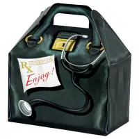Doctors Bag large gable box — black doctors-bag design with handle illustration, die-cut top carry handle