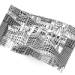 Downtown printed tissue paper featuring black and white city skyline illustrations on a white background