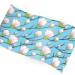 Early Spring printed tissue paper featuring pink blossoms and budding branches on a light blue background