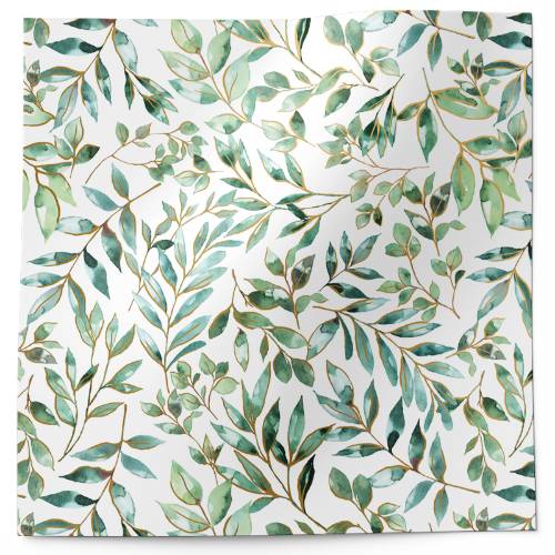 Elegant leaves tissue paper with watercolor green leaves and trailing vines on white