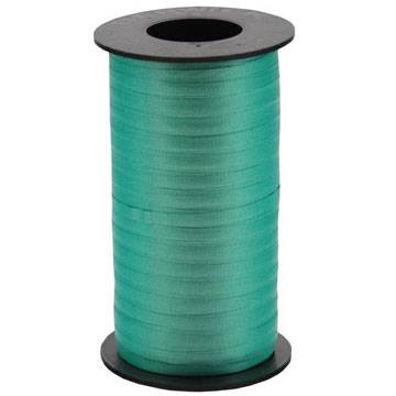 Emerald curling ribbon on a cylindrical spool — flat polypropylene, 3/16" width, 500 yards