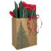 Natural kraft paper shopping bag printed with an evergreen forest, twisted paper handles