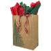 Natural kraft paper shopping bag printed with an evergreen forest, twisted paper handles