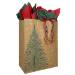 Natural kraft paper shopping bag printed with an evergreen forest, twisted paper handles