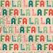 Fa La La Gift Wrap Paper - colorful Fa La La carol lettering with gold botanical accents on a cream background