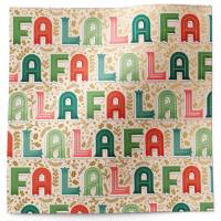 Fa La La Printed Tissue Paper - colorful holiday carol lettering with gold holly accents on a cream sheet
