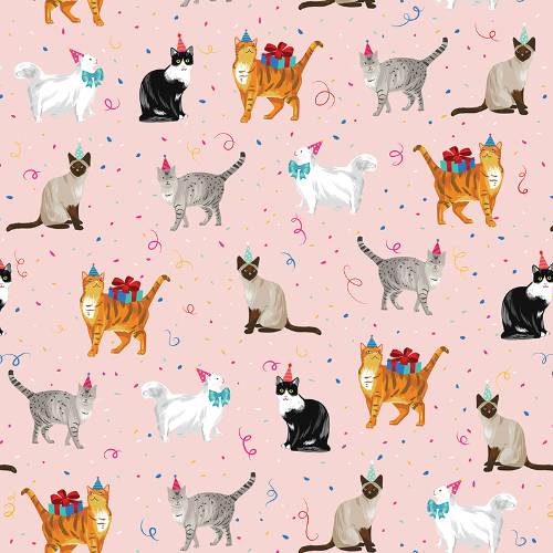 Festive Felines Gift Wrap Paper — colorful festive felines birthday party wrapping paper