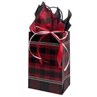 Festive Flannel Paper Shopping Bags (Pup) 