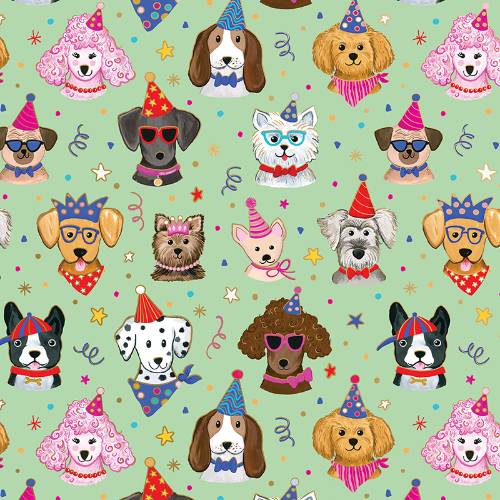 Festive Pups Gift Wrap Paper — fun festive pups birthday gift wrapping paper
