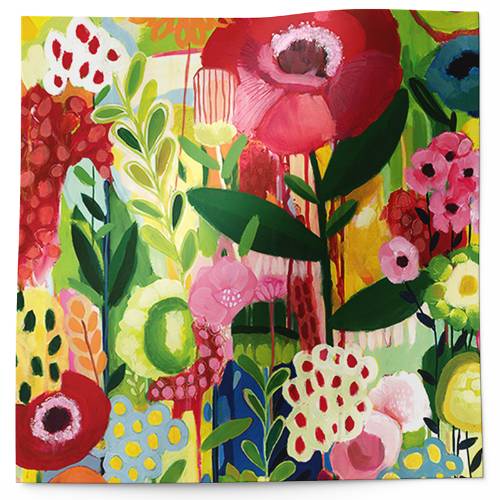 Floral collage printed tissue paper featuring colorful layered floral artwork