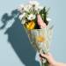 Floral Damask Pearl printed tissue paper wrapped around a fresh flower bouquet