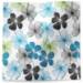 Modern line-art floral tissue paper with open blooms in teal, blue, green and black on white