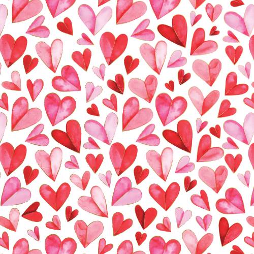Folded Hearts Gift Wrap Paper — romantic folded hearts pattern gift wrap