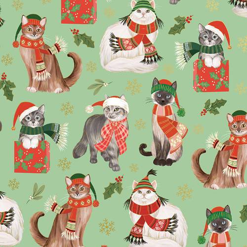 Frolicking Felines Gift Wrap Paper — Frolicking Felines Christmas gift wrap pattern