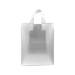 Translucent frosted clear poly shopping bag with soft flexi-loop handles and gusseted bottom — 10 x 5 x 13