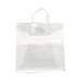 Translucent frosted clear poly shopping bag with soft flexi-loop handles and gusseted bottom — 13 x 7 x 13