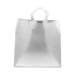 Translucent frosted clear poly shopping bag with soft flexi-loop handles and gusseted bottom — 14 x 10 x 15