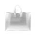 Translucent frosted clear poly shopping bag with soft flexi-loop handles and gusseted bottom — 16 x 6 x 12