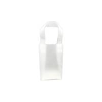 Translucent frosted clear poly shopping bag with soft flexi-loop handles and gusseted bottom — 5 x 3 x 8