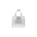 Translucent frosted clear poly shopping bag with soft flexi-loop handles and gusseted bottom — 8 x 4 x 7