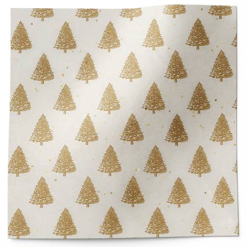 Gemstones Gold Pearl Trees tissue paper with gold glitter Christmas tree designs on a pearl cream background