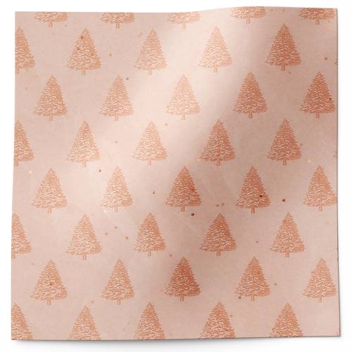 Gemstones Tissue Paper - Rose Gold Trees — Christmas tree silhouettes in rose gold metallic on white with gemstone sparkle