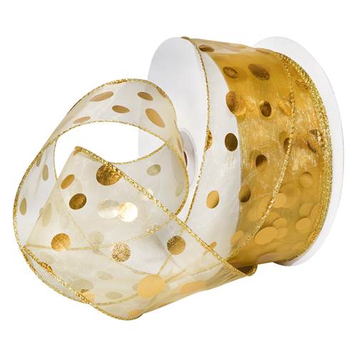 Gilded Dots Wired Ribbon (Gold/Gold)