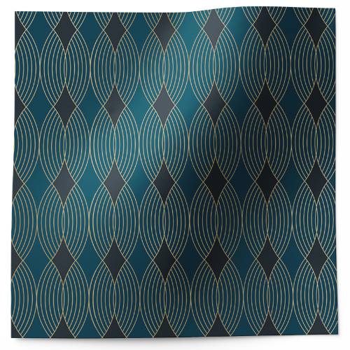 Gilded geo tissue paper with an elegant gold diamond geometric pattern on deep teal