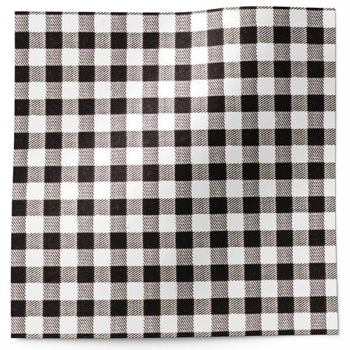 Gingham black printed tissue paper featuring a classic black and white buffalo check pattern