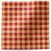 Red gingham check tissue paper on a warm kraft background