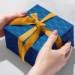 Gold Blue Geo Gift Wrap Paper - B491