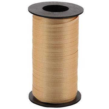 Gold curling ribbon on a cylindrical spool — flat polypropylene, 3/16" width, 500 yards