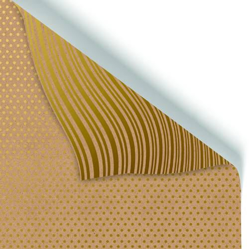 Gold Dot &amp; Stripe on Kraft Gift Wrap Paper — Gold Dot &amp; Stripe on Kraft everyday wrapping paper design
